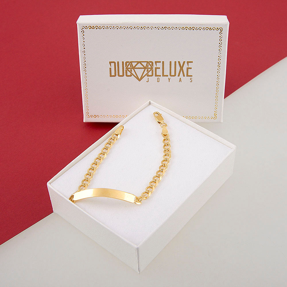 Mujer Esclava Tejido Barbada Lisa mm – Plata Con Baño De Oro