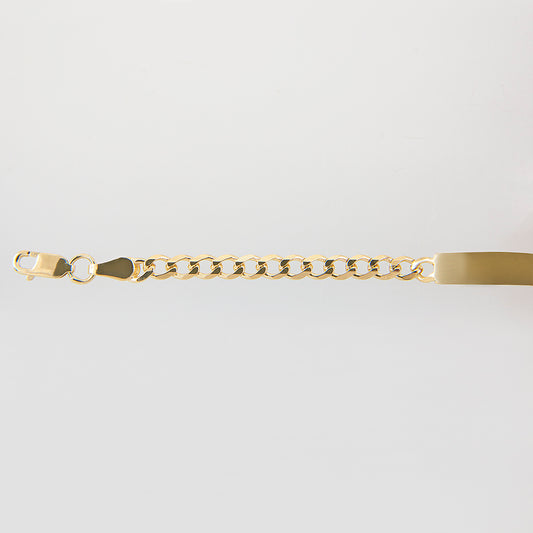 Niño | Pulsera Esclava Tejido Barbada Cubana Lisa 4 mm, Para Niño, De Plata Autentica Ley .925 Con Baño De Oro Italiano 24k, Con Grabado, DUO DELUXE JOYAS