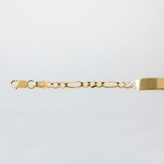 Bebé | Esclava Tejido Cartier Figaro 3:1 Lisa 3 mm, Pulsera Para Bebé, De Plata Autentica Ley .925 Con Baño De Oro Italiano 24k, Con Grabado, DUO DELUXE JOYAS