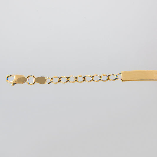 Bebé | Esclava Tejido Barbada Cubana Lisa 3 mm, Pulsera Para Bebé, De Plata Autentica Ley .925 Con Baño De Oro Italiano 24k, Con Grabado, DUO DELUXE JOYAS