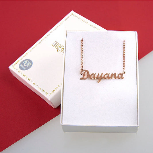 Unisex | Collares Con Dije De Nombre Personalizado Para Caballero Y Dama, De Plata Ley .925, Con Baño De Oro Rosa, DUO DELUXE JOYAS