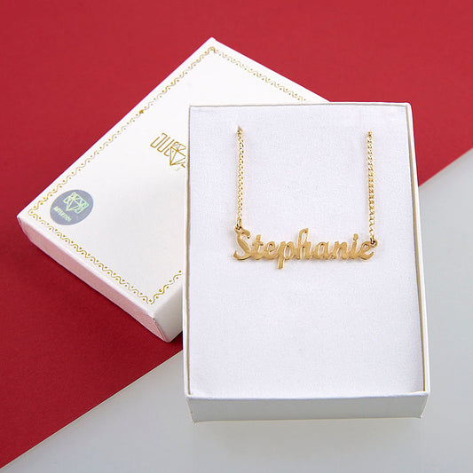 Unisex | Collares Con Dije De Nombre Personalizado Para Caballero Y Dama, De Plata Ley .925, Con Baño De Oro Italiano 24k, DUO DELUXE JOYAS