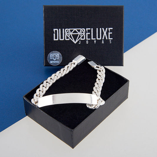 Hombre | Esclava Tejido Barbada HM Diamantada 8 mm – Plata Ley .925