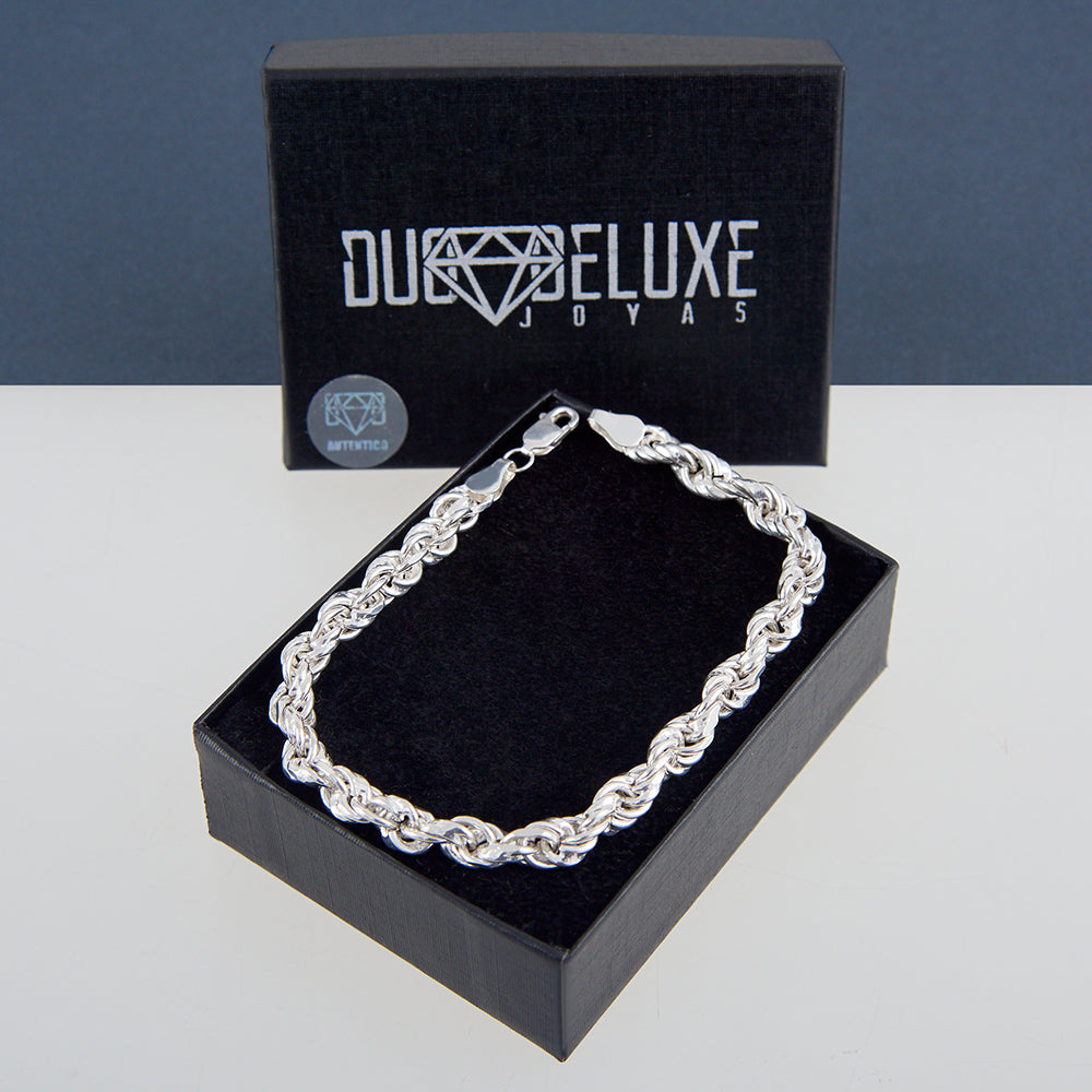 Unisex | Pulsera Tejido Torzal Relleno 5 mm – Unisex – Plata Ley .925