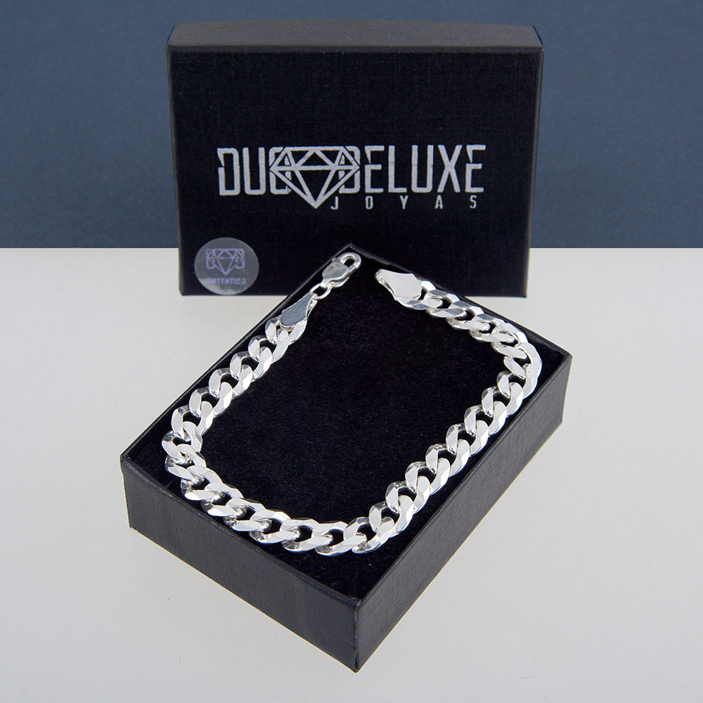 Unisex | Pulsera Tejido Barbada Cerrado Liso 8 mm – Plata Ley .925
