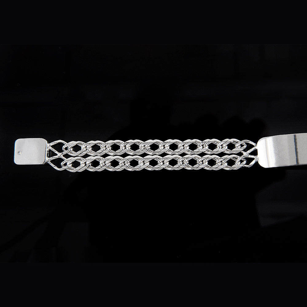 Hombre | Esclava Tejido Rombo Doble - 11 mm – Plata Ley .925