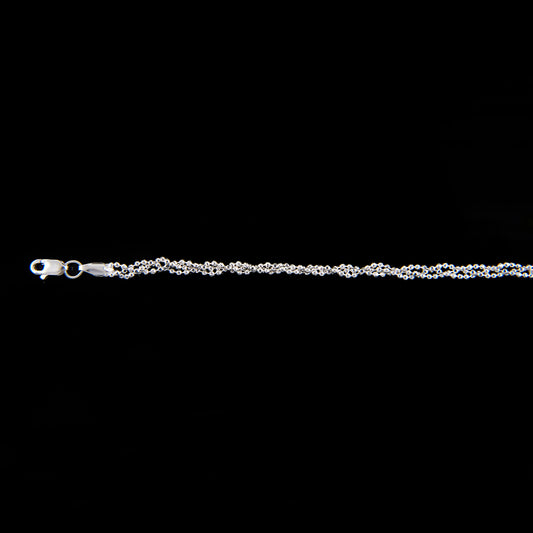 Mujer | Pulso Pulsera Tejido Bolitas Trenzadas 2 mm, Esclava Para Mujer De Plata Autentica Ley .925, DUO DELUXE JOYAS
