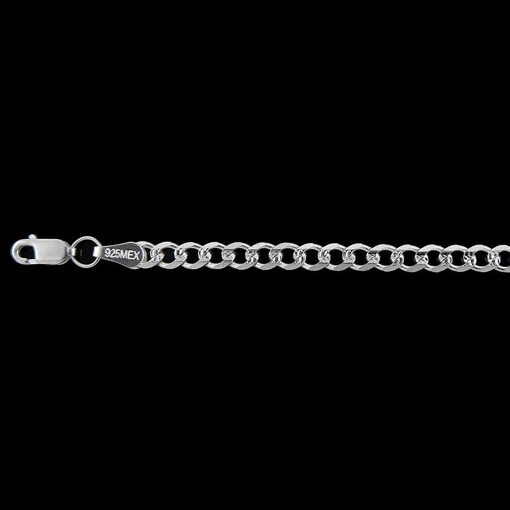 Unisex | Pulsera Tejido Barbada Abierto Diamantado 4 mm – Plata Ley .925