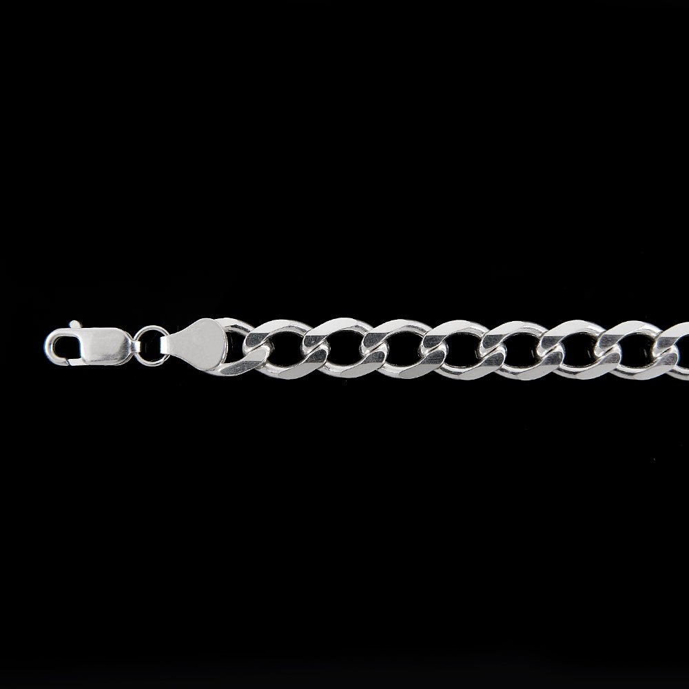 Unisex | Pulsera Tejido Barbada Abierto Liso 8 mm – Plata Ley .925