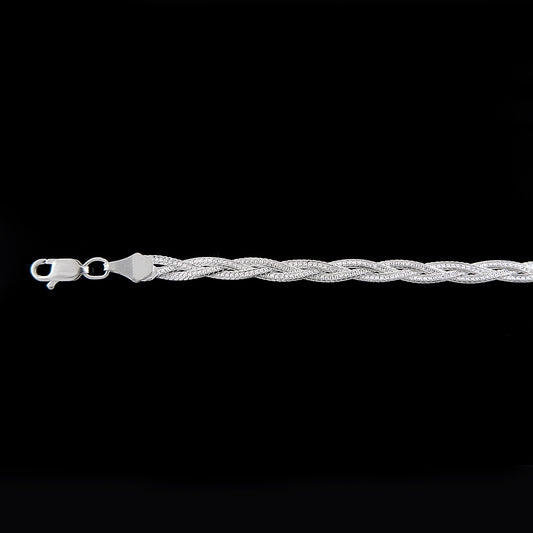 Unisex | Pulso Pulsera Tejido Trenzada Triple 5 mm, Esclava Para Hombre Y Mujer De Plata Autentica Ley .925, DUO DELUXE JOYAS