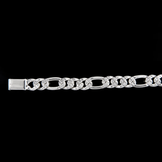 Unisex | Pulso Pulsera Tejido Cartier Figaro 3:1 Diamantada HM 8 mm, Esclava Para Hombre Y Mujer De Plata Autentica Ley .925, DUO DELUXE JOYAS