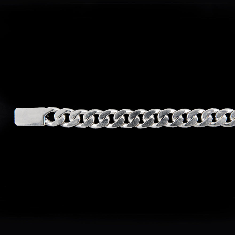 Unisex | Pulsera Tejido Barbada HM Liso 8 mm – Plata Ley .925