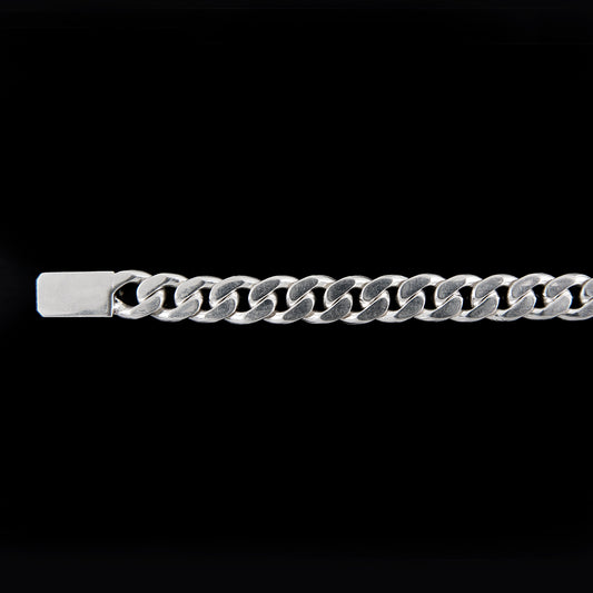 Unisex | Pulso Pulsera Tejido Barbada Cubana Lisa HM 8 mm, Esclava Para Hombre Y Mujer De Plata Autentica Ley .925, DUO DELUXE JOYAS