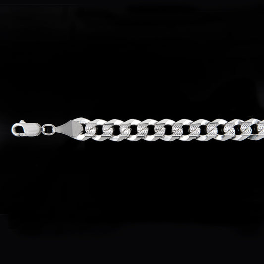 Unisex | Pulso Pulsera Tejido Barbada Cubana Diamantada 8 mm, Esclava Para Hombre Y Mujer De Plata Autentica Ley .925, DUO DELUXE JOYAS
