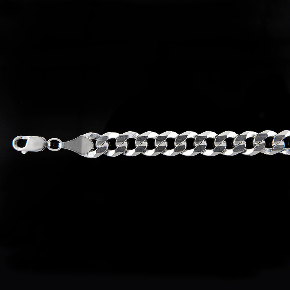 Unisex | Pulsera Tejido Barbada Cerrado Liso 8 mm – Plata Ley .925