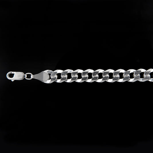 Unisex | Pulso Pulsera Tejido Barbada Cubana Lisa 8 mm, Esclava Para Hombre Y Mujer De Plata Autentica Ley .925, DUO DELUXE JOYAS