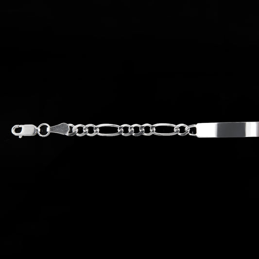 Niño | Pulsera Esclava Tejido Cartier Figaro 3:1 Lisa 4 mm, Para Niño, De Plata Autentica Ley .925, Con Grabado, DUO DELUXE JOYAS