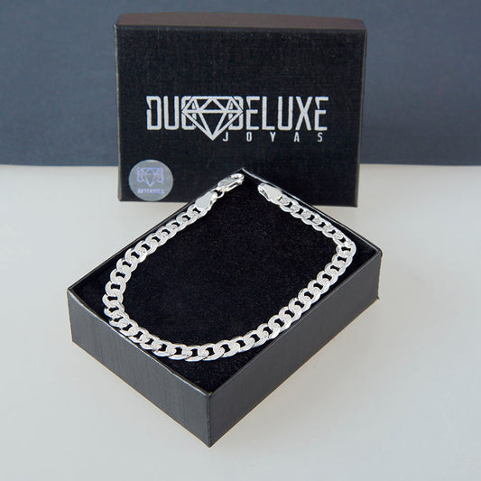 Unisex | Pulsera Tejido Barbada Cerrado Diamantado 6 mm – Plata Ley .925