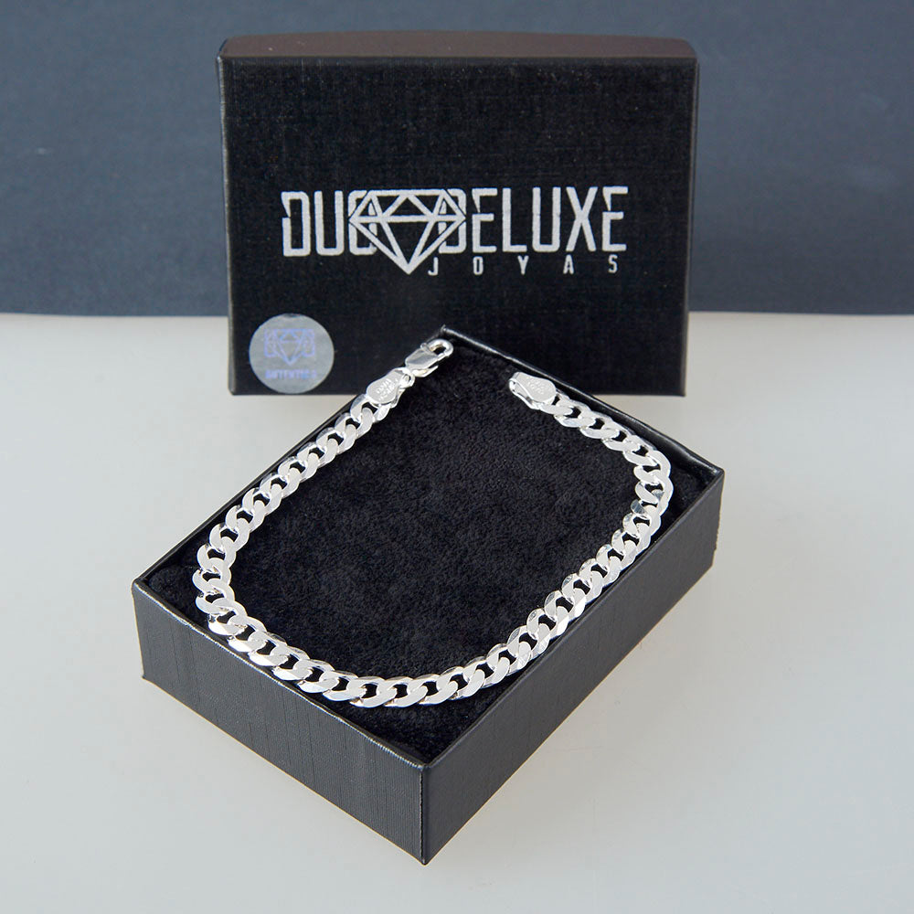 Unisex | Pulsera Tejido Barbada Cerrado Liso 6 mm – Plata Ley .925