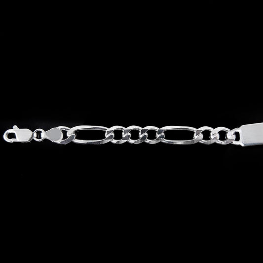 Unisex | Esclava Tejido Cartier Figaro 3:1 Lisa 7 mm, Pulsera Para Hombre Y Mujer, De Plata Autentica Ley .925, Con Grabado, DUO DELUXE JOYAS