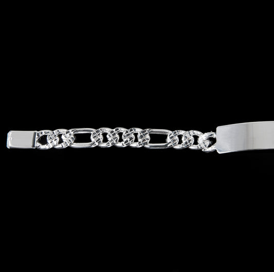 Unisex | Esclava Tejido Cartier Figaro 3:1 Diamantada HM 8 mm, Pulsera Para Hombre Y Mujer, De Plata Autentica Ley .925, Con Grabado, DUO DELUXE JOYAS
