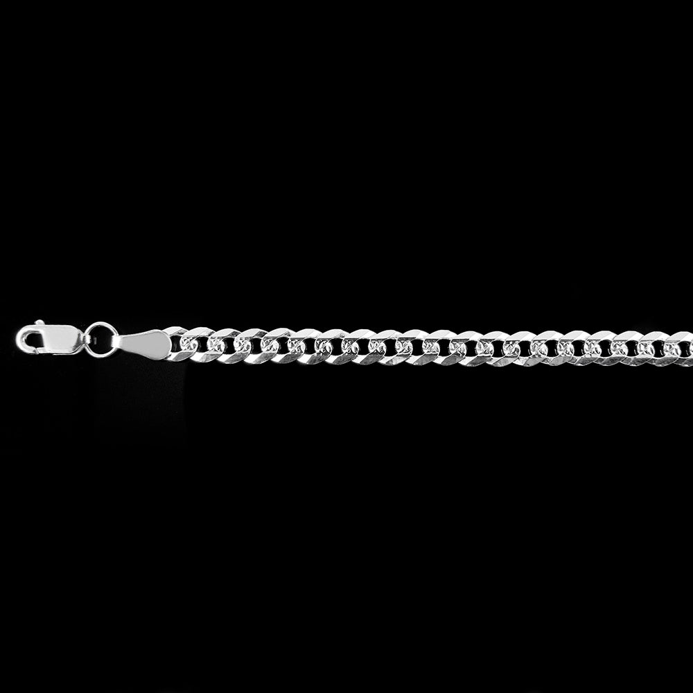 Unisex | Pulsera Tejido Barbada Cerrado Diamantado 5 mm – Plata Ley .925
