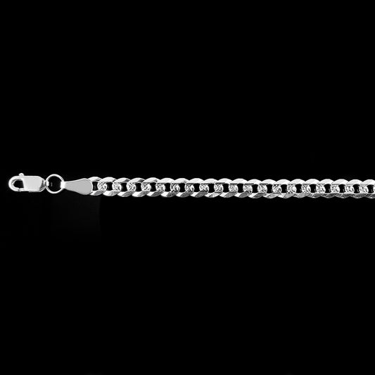 Unisex | Pulso Pulsera Tejido Barbada Cubana Diamantada 5 mm, Esclava Para Hombre Y Mujer De Plata Autentica Ley .925, DUO DELUXE JOYAS