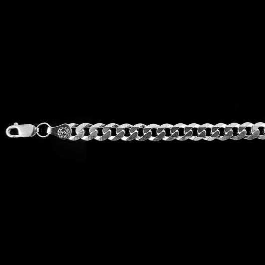 Unisex | Pulso Pulsera Tejido Barbada Cubana Lisa 6 mm, Esclava Para Hombre Y Mujer De Plata Autentica Ley .925, DUO DELUXE JOYAS