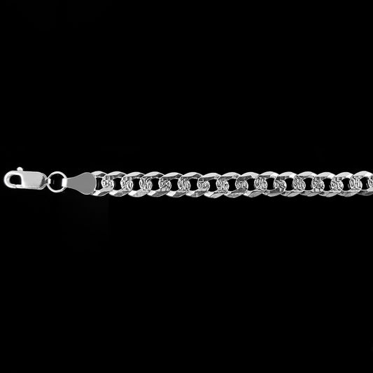 Unisex | Pulsera Tejido Barbada Cerrado Diamantado 6 mm – Plata Ley .925