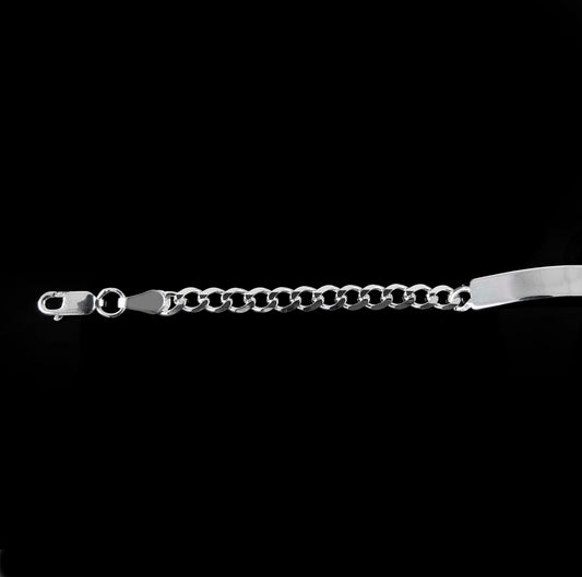Niño | Pulsera Esclava Tejido Barbada Cubana Lisa 4 mm, Para Niño, De Plata Autentica Ley .925, Con Grabado, DUO DELUXE JOYAS