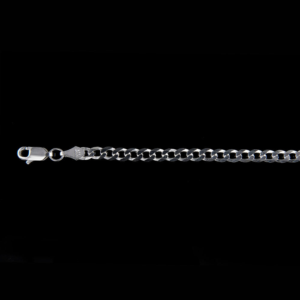 Cadena Barbada Cubana Lisa - 4 mm - 60 cm - Unisex | Plata Ley.925