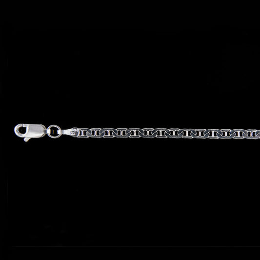 Unisex | Cadena Tejido Guchi Anilla - 3 mm x 50 cm, Collar Para Hombre Y Mujer, De Plata Autentica Ley .925, DUO DELUXE JOYAS
