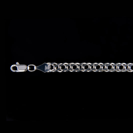 Mujer | Cadena Tejido Cubana Doble Rombo - 5 mm x 45 cm, Collar Gargantilla Para Mujer, De Plata Autentica Ley .925, DUO DELUXE JOYAS