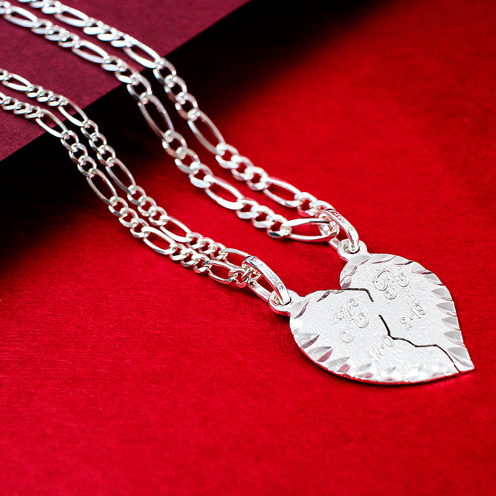 Duo | Collares De Corazon Personalizados Para Parejas | Plata Ley.925