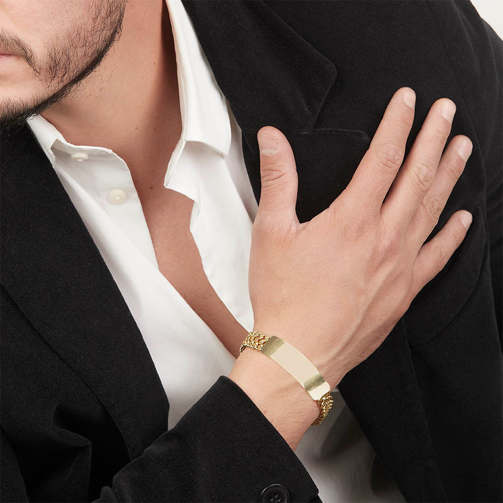 Hombre | Esclava Tejido Cubana - 10 mm – Plata Con Baño De Oro 24k