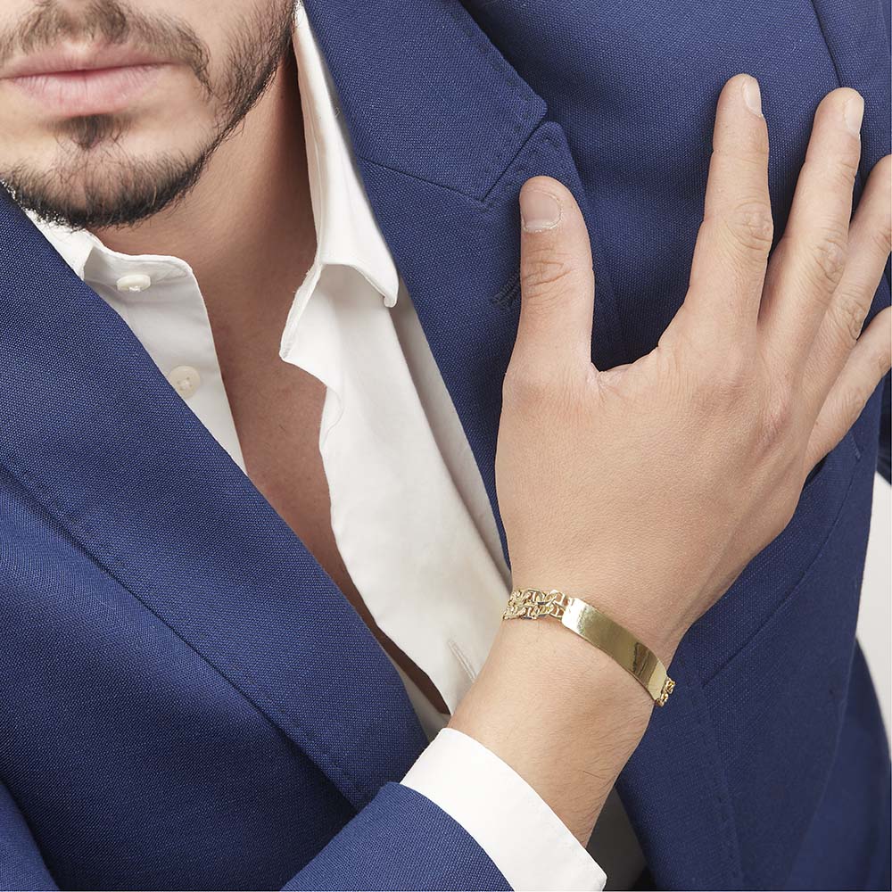 Hombre | Esclava Tejido Gucci Doble - 10 mm – Plata Con Baño De Oro 24k