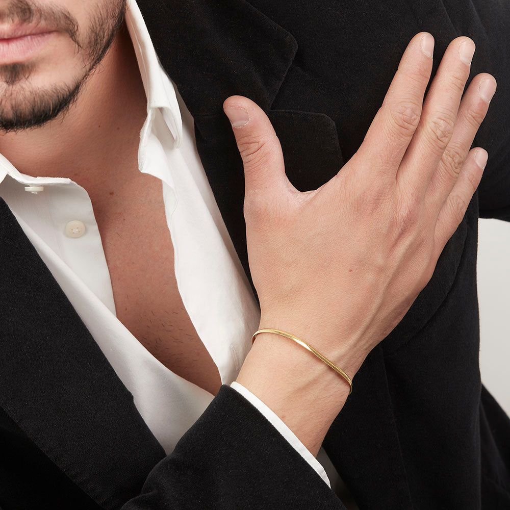 Unisex | Pulsera Tejido Serpiente - 3 mm – Plata Con Baño De Oro Italiano 24k