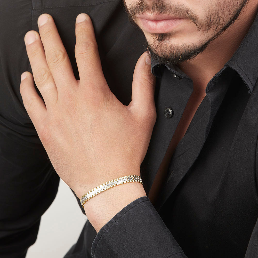 Unisex | Pulsera Tejido Rolex ROR - 6 mm – Plata Con Baño De Oro Italiano 24k