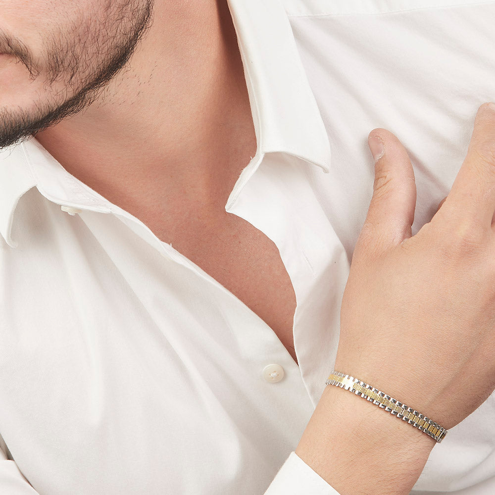 Unisex | Pulsera Tejido Rolex RRO - 6 mm – Plata Con Baño De Oro Italiano 24k