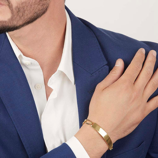Unisex | Esclava Tejido Figaro 3:1 Lisa 7 mm, Pulsera Para Hombre Y Mujer, De Plata Autentica Ley .925 Con Baño De Oro Italiano 24k, Con Grabado, DUO DELUXE JOYAS