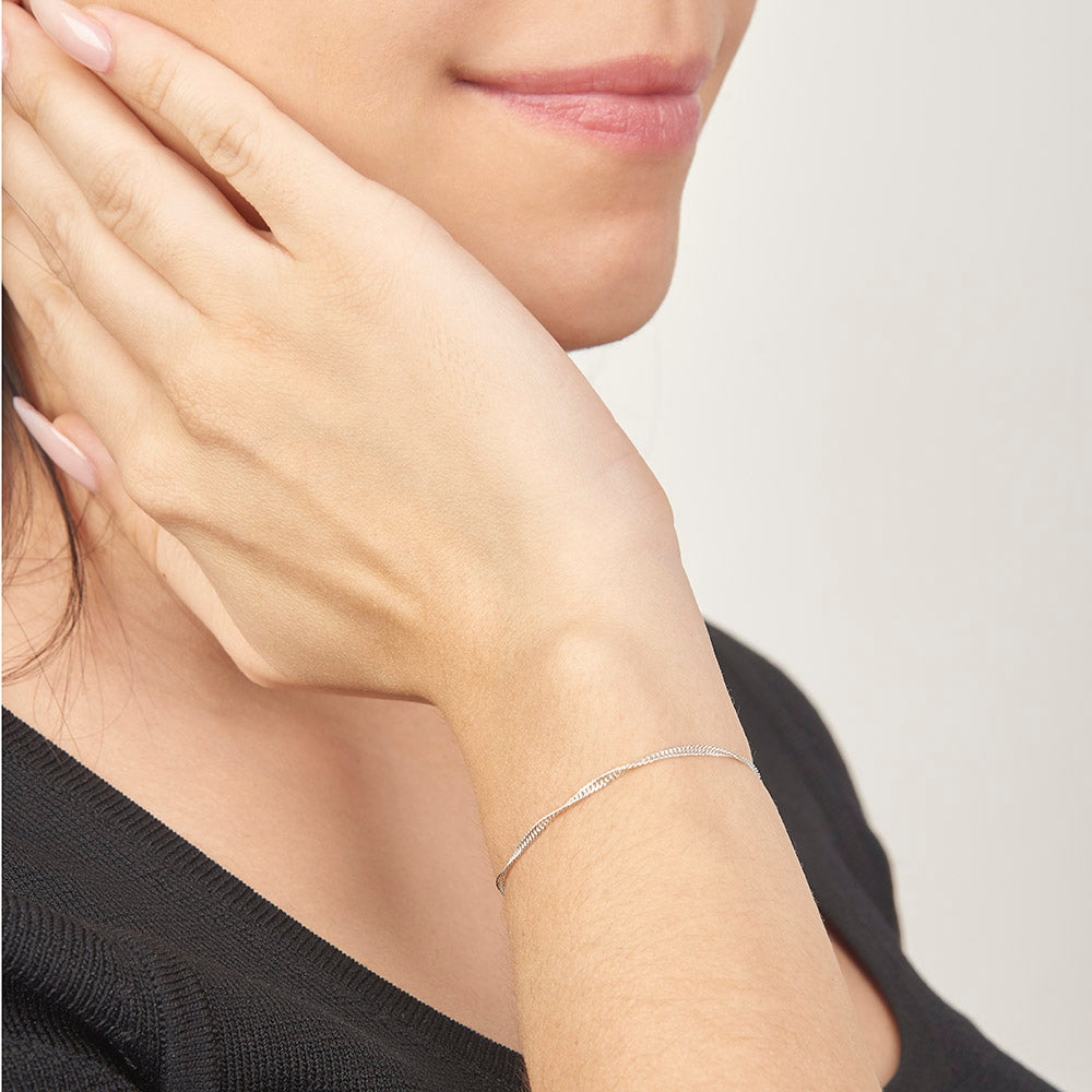 Mujer | Pulso Pulsera Tejido Singapur 2 mm, Esclava Para Mujer De Plata Autentica Ley .925, DUO DELUXE JOYAS