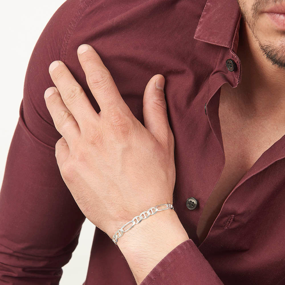 Unisex | Pulso Pulsera Tejido Figaruchi Lisa 6 mm, Esclava Para Hombre Y Mujer De Plata Autentica Ley .925, DUO DELUXE JOYAS