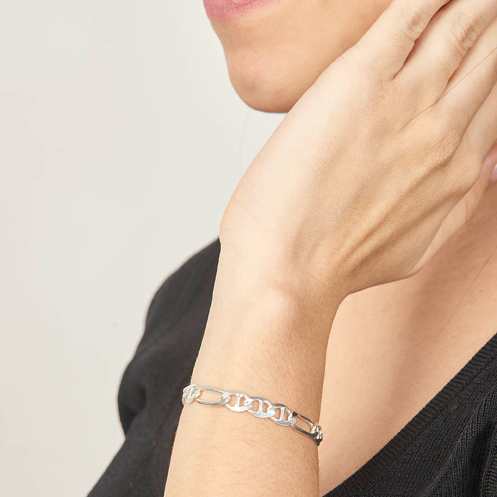 Unisex | Pulso Pulsera Tejido Figaruchi Lisa 6 mm, Esclava Para Hombre Y Mujer De Plata Autentica Ley .925, DUO DELUXE JOYAS