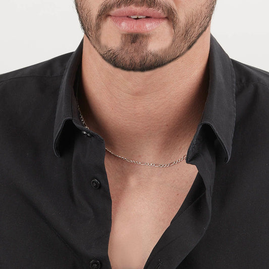 Mujer | Cadena Tejido Figaro 3:1 Lisa - 2 mm x 45 cm, Collar Gargantilla para Mujer, De Plata Autentica Ley .925, DUO DELUXE JOYAS