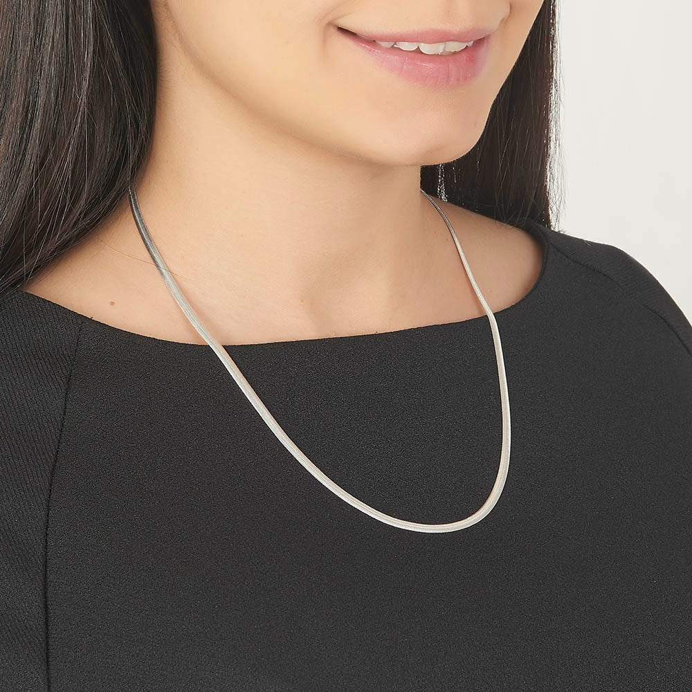 Unisex | Cadena Tejido Panza De Vibora Serpiente - 3 mm x 50 cm, Collar Para Hombre Y Mujer, De Plata Autentica Ley .925, DUO DELUXE JOYAS