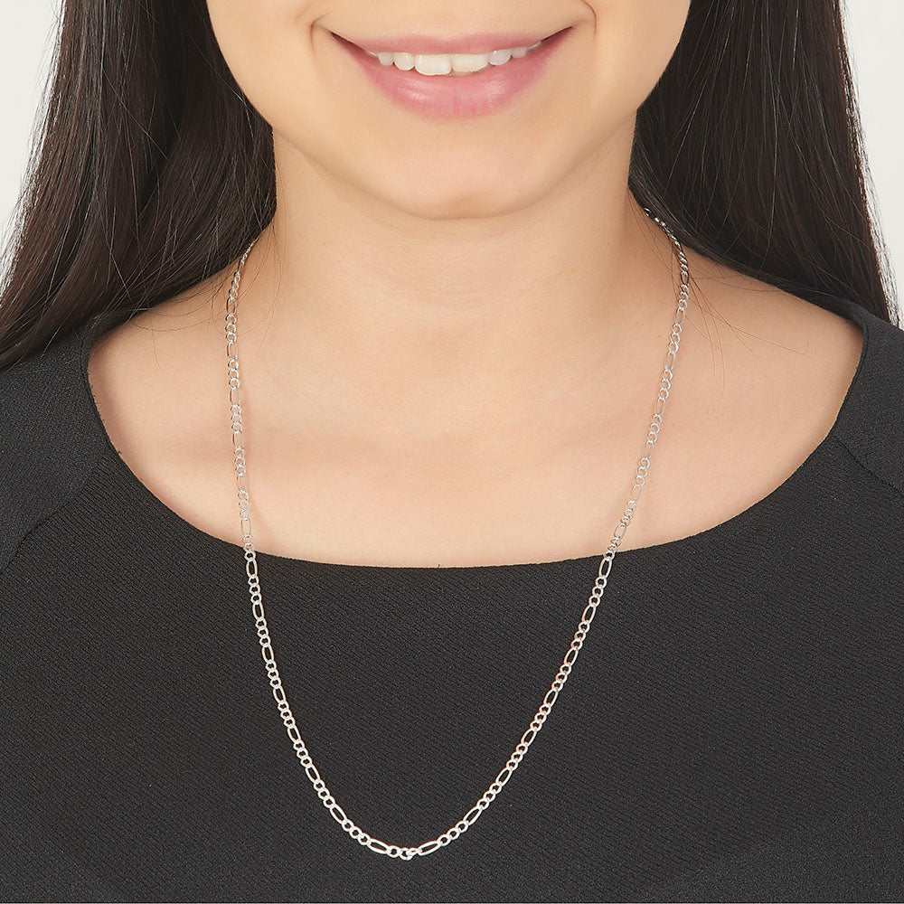 Unisex | Cadena Tejido Figaro 3:1 Lisa - 2 mm x 60 cm, Collar Para Hombre Y Mujer, De Plata Autentica Ley .925, DUO DELUXE JOYAS