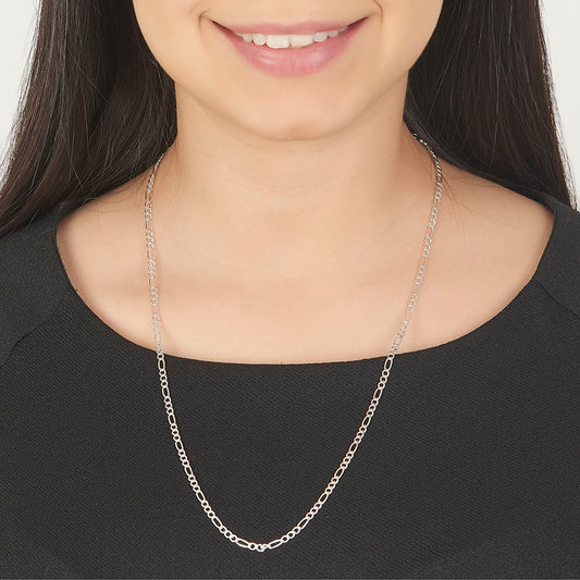 Unisex | Cadena Tejido Figaro 3:1 Lisa - 2 mm x 60 cm, Collar Para Hombre Y Mujer, De Plata Autentica Ley .925, DUO DELUXE JOYAS