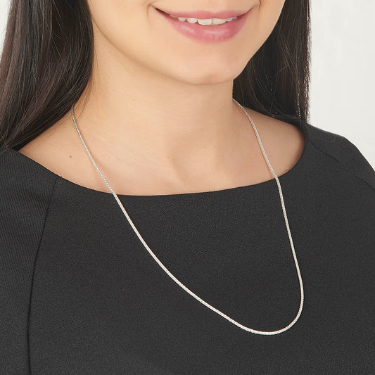 Unisex | Cadena Tejido Espiga - 2 mm x 60 cm, Collar Para Hombre Y Mujer, De Plata Autentica Ley .925, DUO DELUXE JOYAS