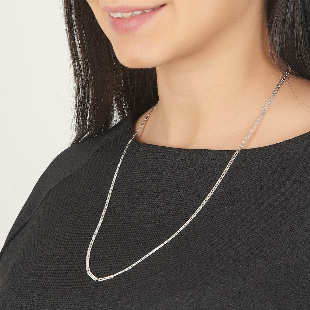 Unisex | Cadena Tejido Imperial Elegante - 3 mm x 60 cm, Collar Para Hombre Y Mujer, De Plata Autentica Ley .925, DUO DELUXE JOYAS