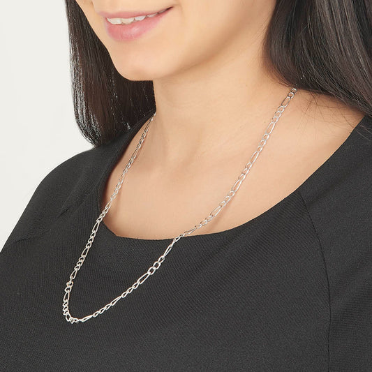 Unisex | Cadena Tejido Figaro 3:1 Lisa - 4 mm x 60 cm, Collar Para Hombre Y Mujer, De Plata Autentica Ley .925, DUO DELUXE JOYAS